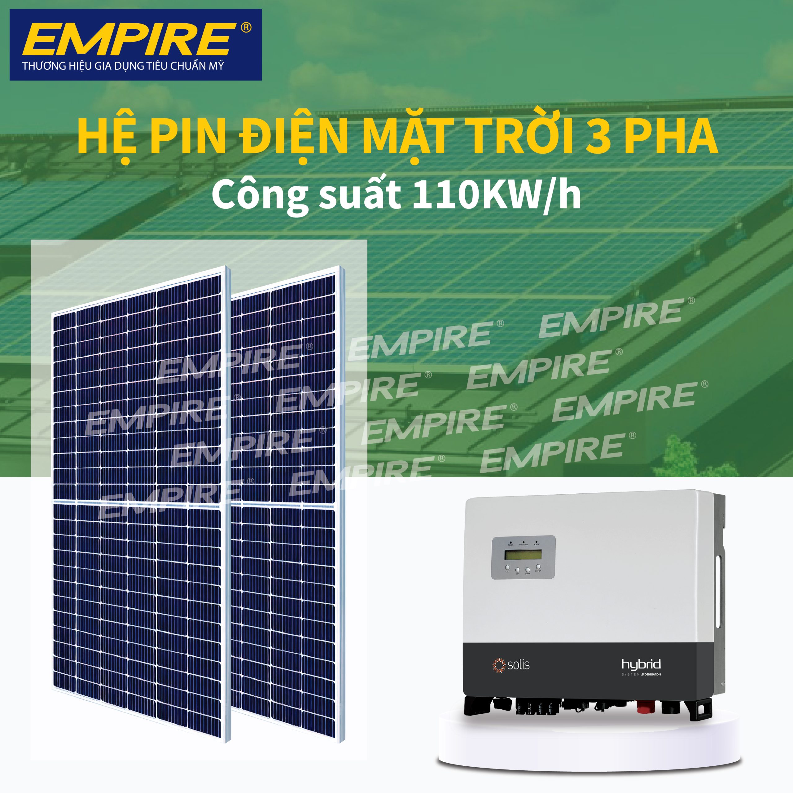 Hệ Thống Điện Mặt Trời Hòa Lưới Bám Tải 3 Pha 15kW Empire 1 hệ thống điện mặt trời hòa lưới bám tải 3 pha 15kw chính hãng giá tốt
