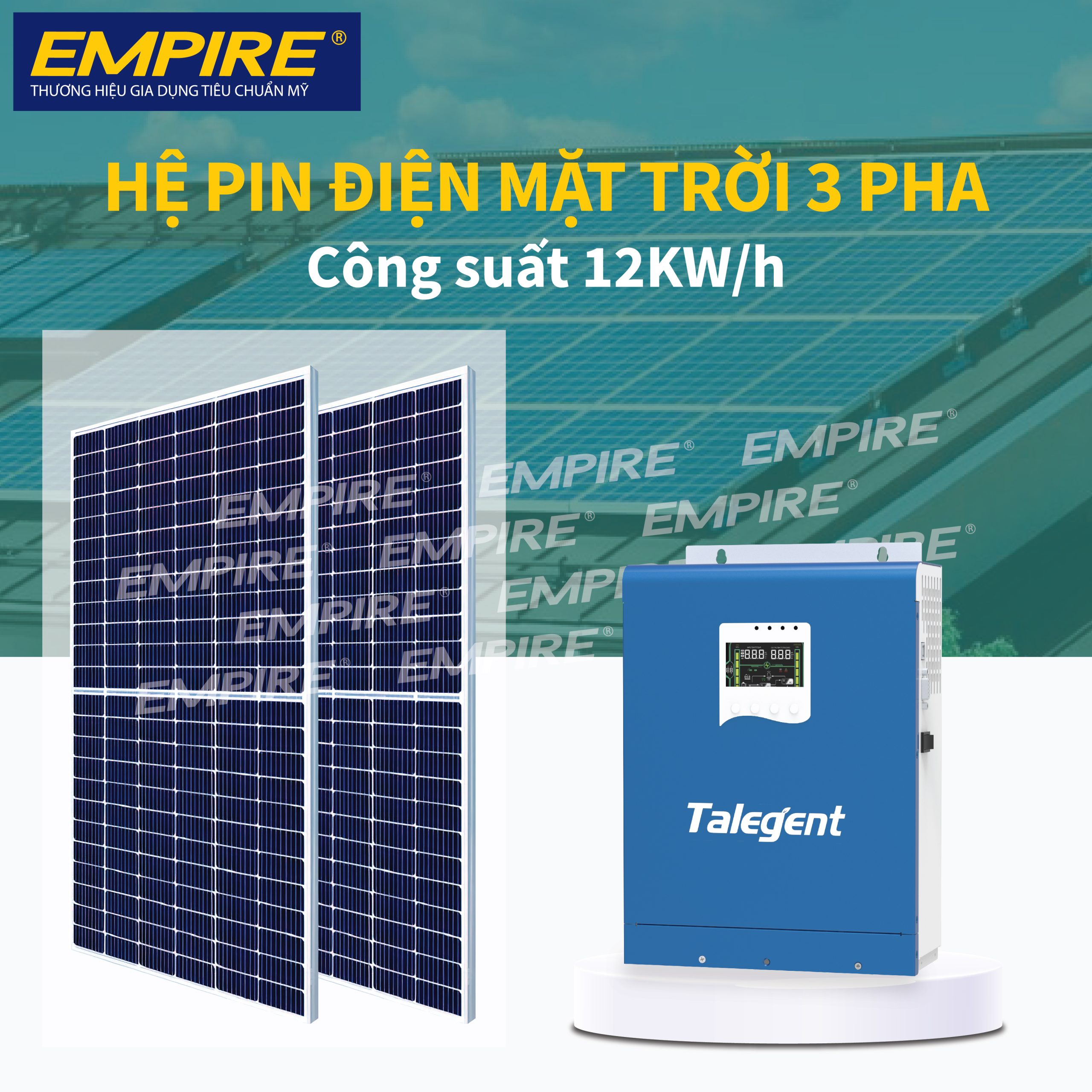 hệ thống điện mặt trời lưu trữ hybrid 3 pha 10kw chính hãng giá tốt