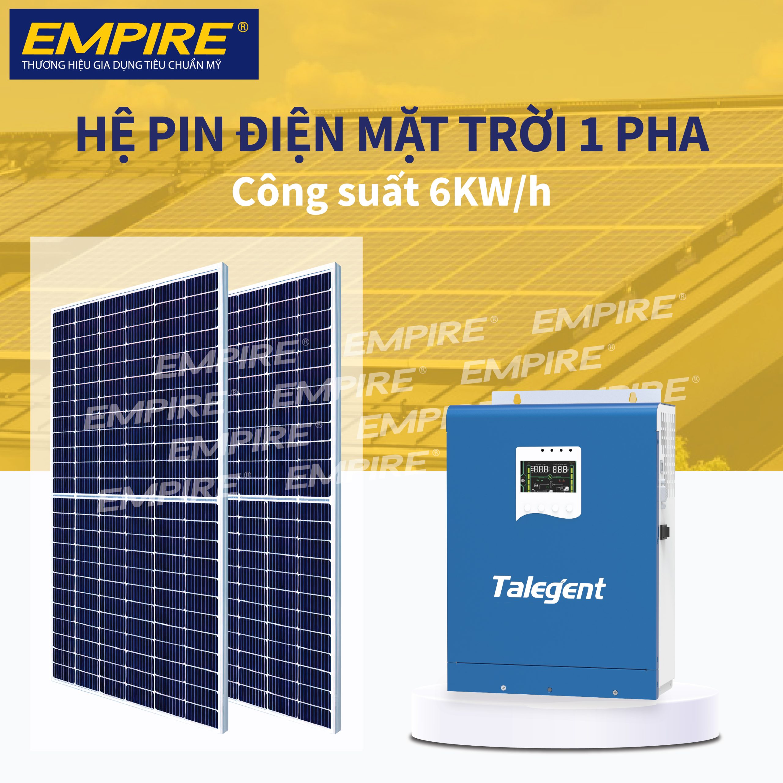 Hệ Thống Điện Mặt Trời Lưu Trữ Hybrid 1 Pha 5kW Empire 1 hệ thống điện mặt trời lưu trữ hybrid 1 pha 5kw chính hãng giá tốt