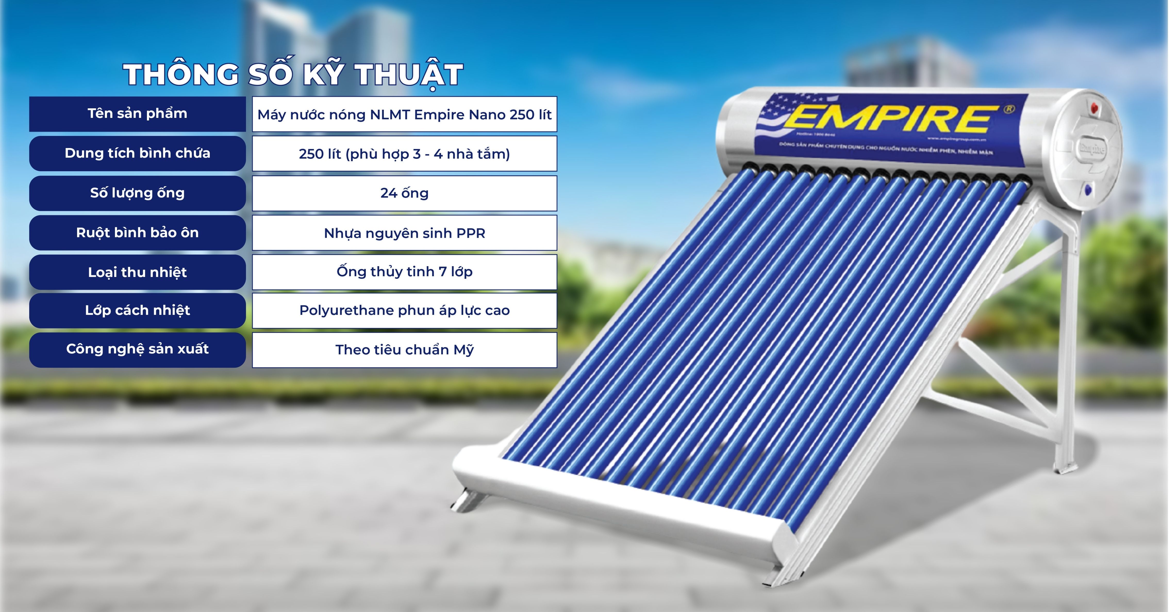 Máy Nước Nóng Năng Lượng Mặt Trời Empire Nano 250 Lít 7 Banner Máy nước nóng năng lượng mặt trời Empire Nano 250 Lít công nghệ Mỹ