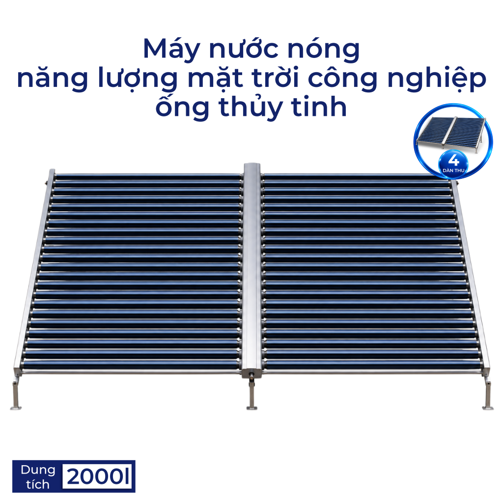Máy nước nóng công nghiệp 2000 lít - Tập đoàn Empire 1 Dàn thu ống thủy tinh 2000L