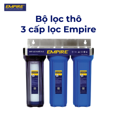 Bộ lọc thô 3 cấp lọc Empire 10 inch cốc trong suốt và xanh khử tạp chất clo bảo vệ máy RO
